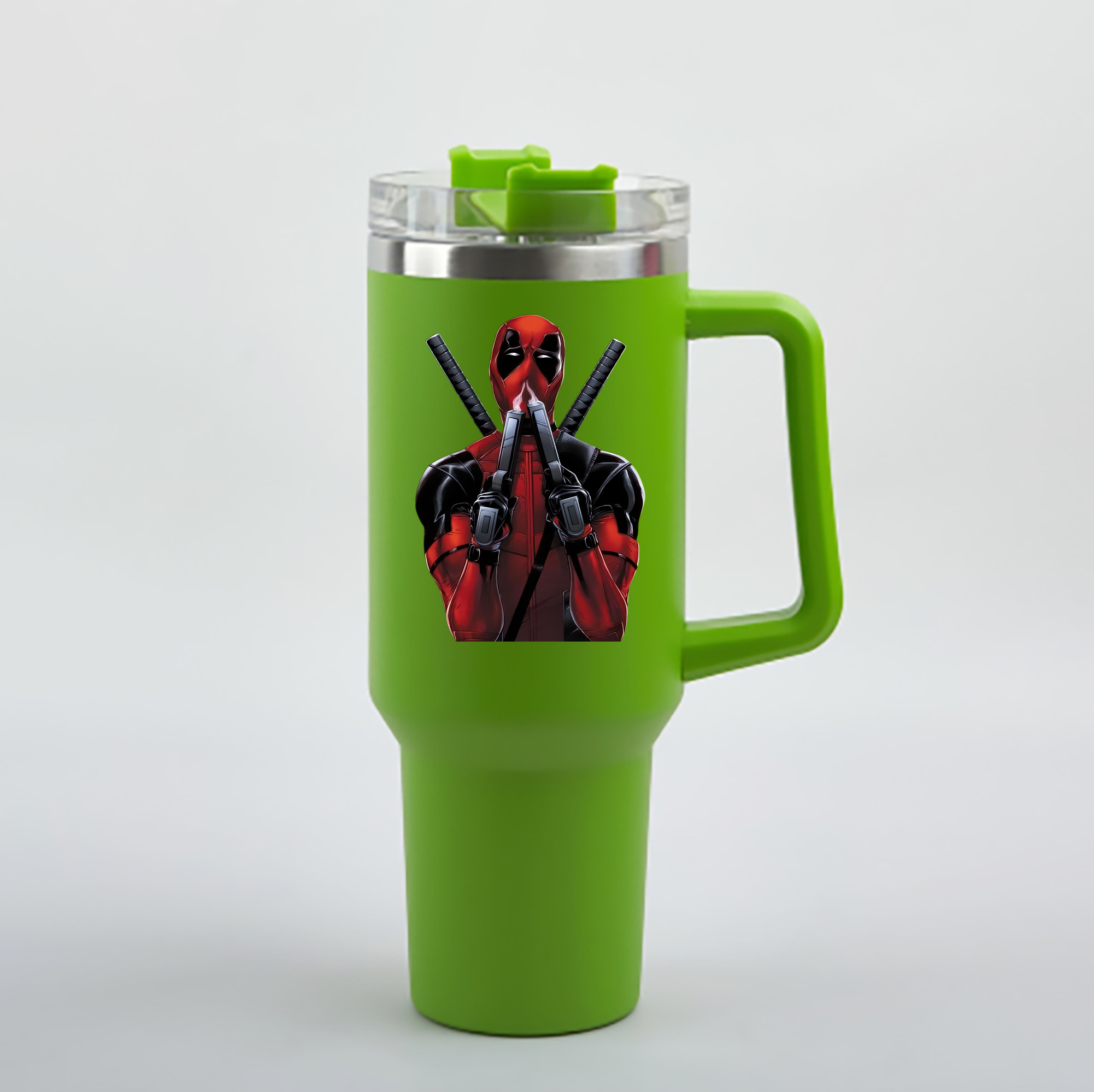 （画像用） Deadpool デッドプール 1200mL車用タンブラー - クリスタルステッカー（プラスチックストロー付き）